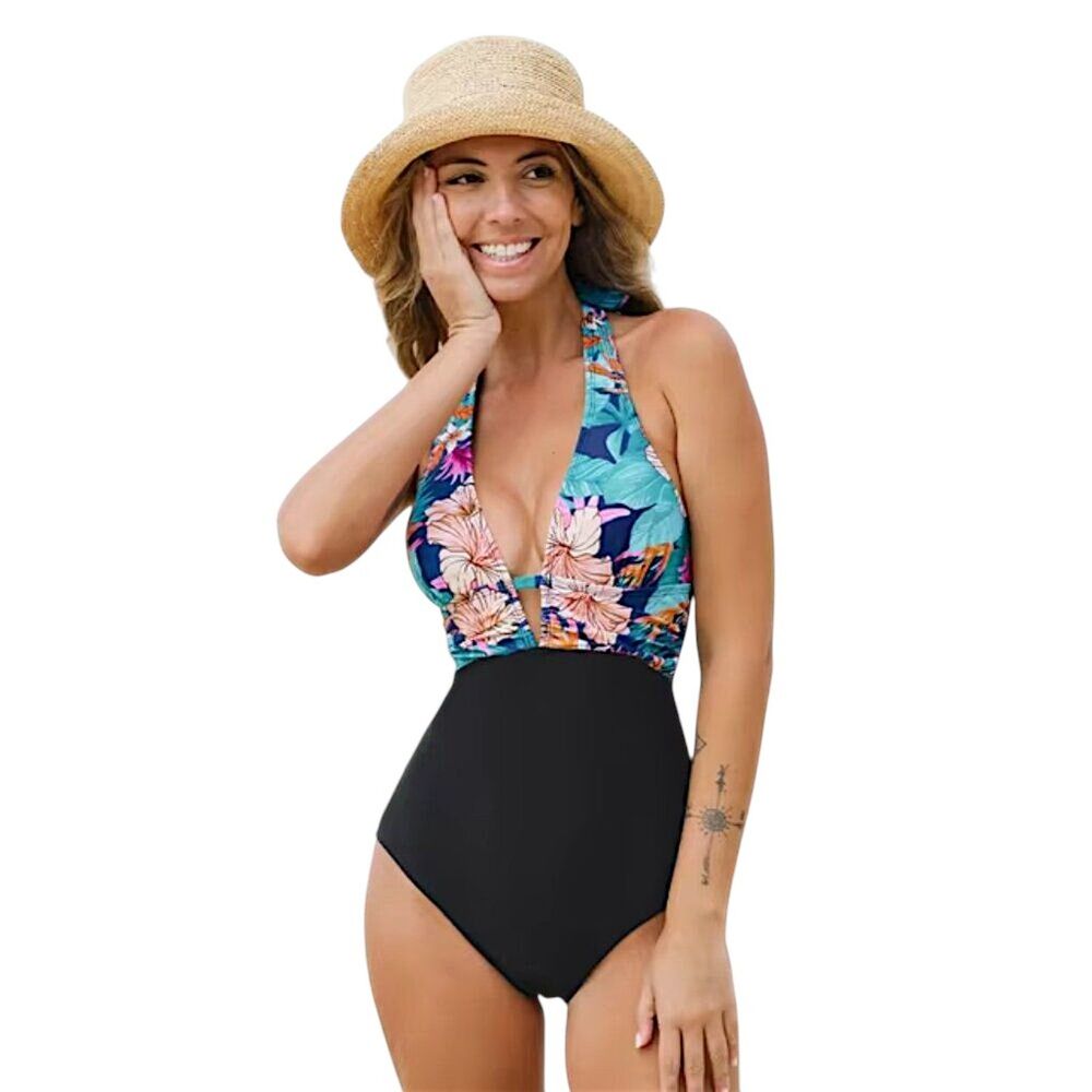 Cupshe One Piece Halter Swimsuit Size Large NWT